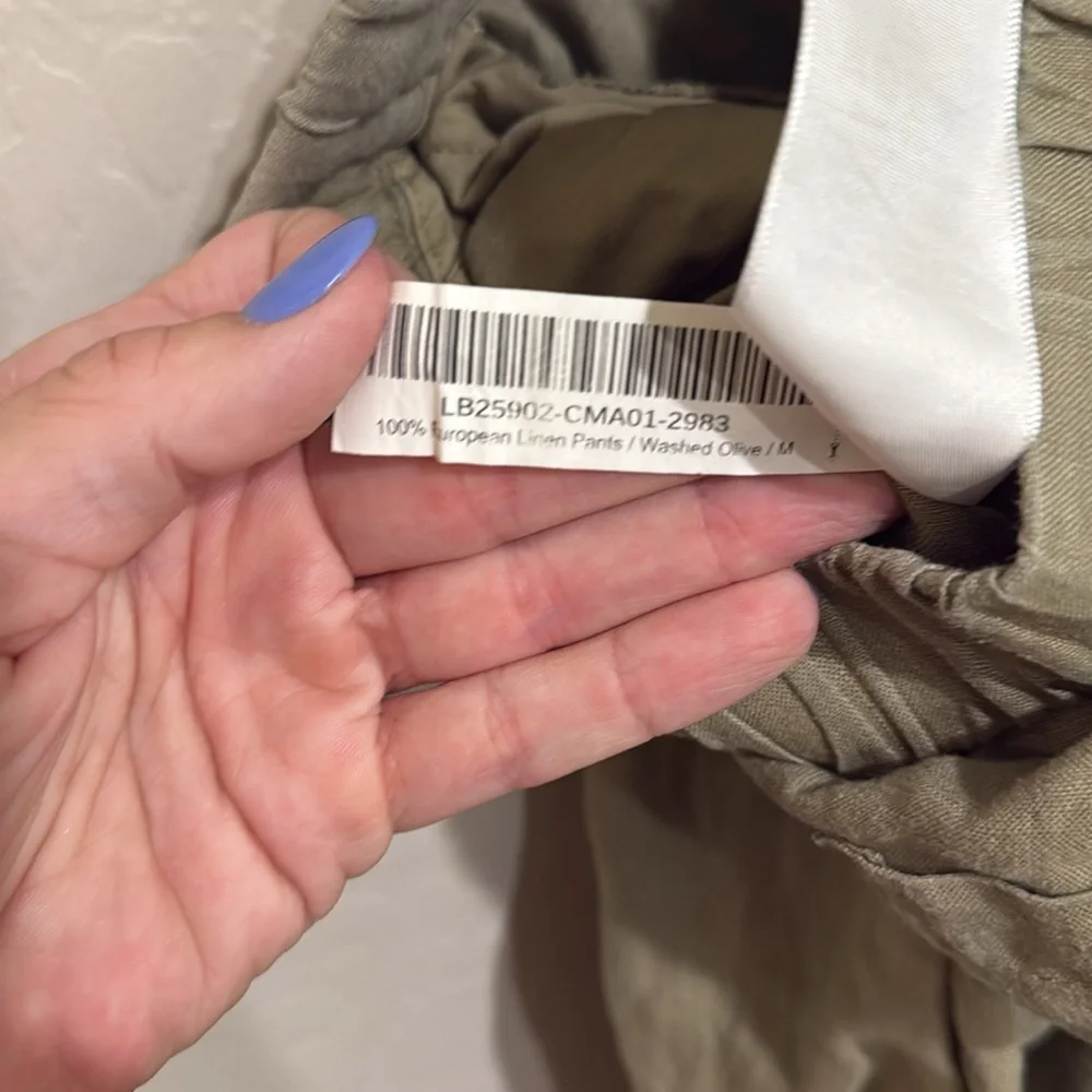 Quince 100% European Linen Cropped Pants in Washed Olive, Medium